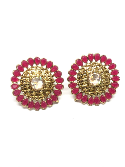 Red Round Indian Studs