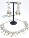 || NAINA || Silver Round White Pearl Necklace with Earrings