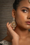 || SHAKTI || Yellow Gold Tikka with Earrings with White Stones